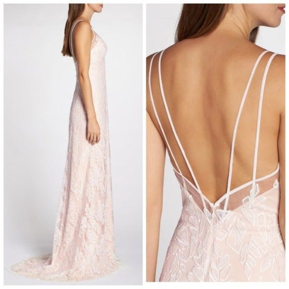 🆕TADASHI SHOJI Lace Leaf Mermaid Applique Tulle - Picture 2 of 7